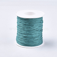 Waxed Cotton Thread Cords, Teal, 1mm, about 10.93 yards(10m)/roll(YC-R003-1.0mm-10m-275)