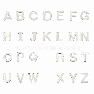 304 Stainless Steel Alphabet Letter Charms, Letter A~Z, 11~12x5.5~11x0.5~0.8mm, Hole: 1mm, 26 Letter, 2pcs/letter, 52pcs/box(STAS-PH0019-70)