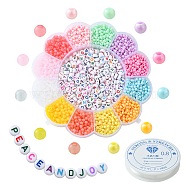 DIY Candy Color Stretch Bracelet Making Kit, Including Round & Initial Letter Acrylic Beads, Elastic Thread, Mixed Color, 2650Pcs/set(DIY-FS0003-41)