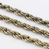 Iron Rope Chains, Unwelded, Antique Bronze, with Spool, Link: 3mm, Wire: 0.6mm thick, about 328.08 Feet(100m)/roll(CHP002Y-AB)