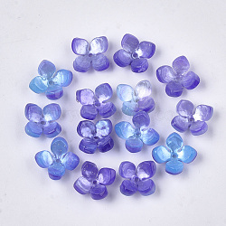 Cellulose Acetate(Resin) Bead Caps, 4-Petal, Flower, Slate Blue, 14x14x6mm, Hole: 1.2mm(KK-S161-02F)