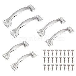 6 Sets 3 Styles 201 Stainless Steel Drawer Handles, Cabinets Handles, Doorknob Accessories, with Screw, Arch, Stainless Steel Color, 92~147x23~34x5.5~7mm, Hole: 4mm, 2 sets/style(STAS-UN0045-61)