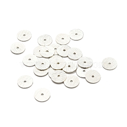 Rack Plating Brass Spacer Beads, Long-Lasting Plated, Heishi Beads, Disc, Silver, 4x0.5mm, Hole: 1.2mm(KK-WH0063-04S-01)