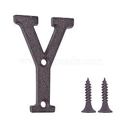 Iron Home Address Number, with 2pcs Screw, Letter.Y, 77x50x5mm, Hole: 5mm(AJEW-WH0126-25Y)