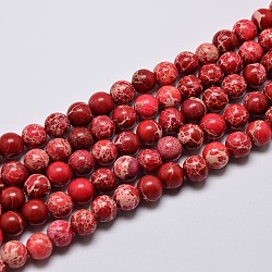 Natural Imperial Jasper Beads Strands, Round, Dyed, Dark Red, 8mm, Hole: 1mm, about 48pcs/strand, 15.7 inch(G-I122-8mm-04)
