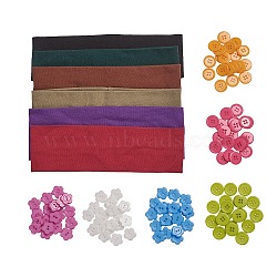 Cotton Stretch Elastic Yoga Headbands, Athletic Headbands, with Plastic Button, Mixed Color, 410x60x1mm(OHAR-G010-01)