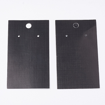 Paper Display Cards, Used For Necklaces, Earrings, Bracelets and Pendants, Rectangle, Black, 9x5x0.03cm, Hole: 0.65cm
