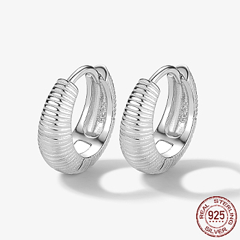 Rhodium Plated 925 Sterling Silver Hoop Earrings, Ring, with 925 Stamp, Platinum, 13mm