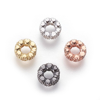 Brass Micro Pave Cubic Zirconia Beads, Ring, Clear, Mixed Color, 6~6.5x2.5mm, Hole: 3mm