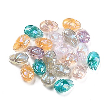 Acrylic Beads, Ice Ieauty Effect, Crab Claw, Mixed Color, 14x22x10mm, Hole: 1.6mm