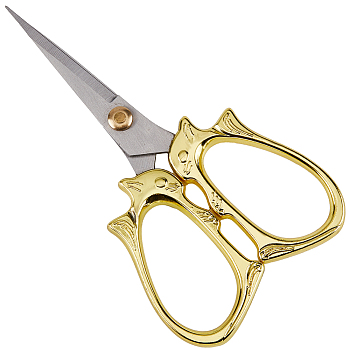 1Pc Squirrel Shape Stainless Steel Scissors, Embroidery Scissors, Sewing Scissors, Golden, 11.5x6.5cm