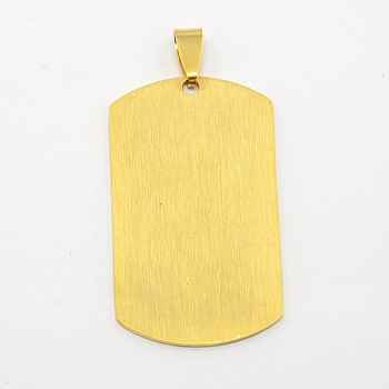 201 Stainless Steel Stamping Blank Tag Pendants, Rectangle, Golden, 50x29x1.5mm, Hole: 9x3mm