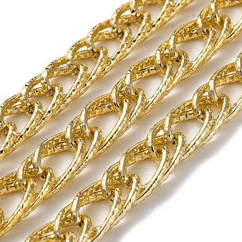 Oxidation Aluminum Textured Rope Chains, Unwelded, with Spool, Light Gold, 15.5x9x4mm, about 82.02 Feet(25m)/Roll