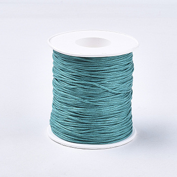 Waxed Cotton Thread Cords, Teal, 1mm, about 10.93 yards(10m)/roll