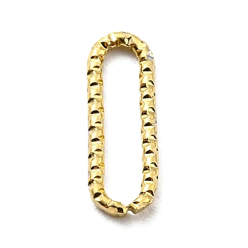 304 Stainless Steel Linking Rings, Textured, Oval, Real 14K Gold Plated, 11.5x4x1mm, Inner Diameter: 2x9.5mm