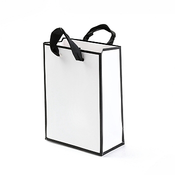 Rectangle Paper Bags, with Handles, for Gift Bags and Shopping Bags, White, 16x12x0.6cm
