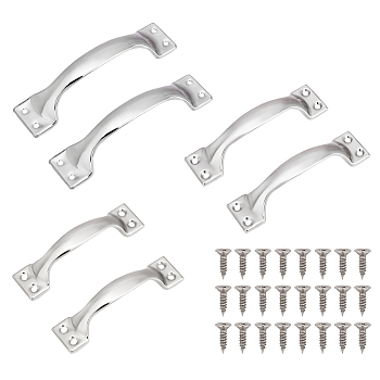 6 Sets 3 Styles 201 Stainless Steel Drawer Handles, Cabinets Handles, Doorknob Accessories, with Screw, Arch, Stainless Steel Color, 92~147x23~34x5.5~7mm, Hole: 4mm, 2 sets/style