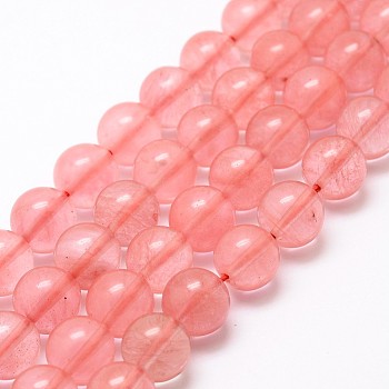 Cherry Quartz Glass Bead Strands, Round, 8mm, Hole: 1mm, about 48pcs/strand, 16 inch