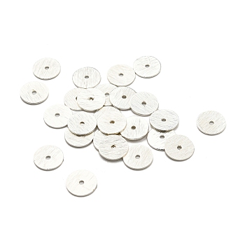 Rack Plating Brass Spacer Beads, Long-Lasting Plated, Heishi Beads, Disc, Silver, 4x0.5mm, Hole: 1.2mm