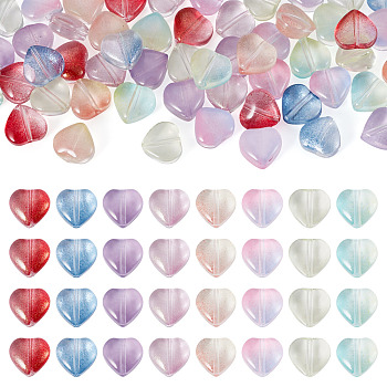 80Pcs 8 Colors Handmade Lampwork Beads, Heart, Mixed Color, 8x8.5x4.3mm, Hole: 1mm, 10pcs/color