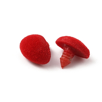 Plastic Safety Noses, Flocky Craft Nose, for DIY Doll Toys Puppet Plush Animal Making, Red, 13.5x18x17mm, 100pcs/bag