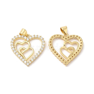 Real 16K Gold Plated Clear Heart Brass+Cubic Zirconia Pendants