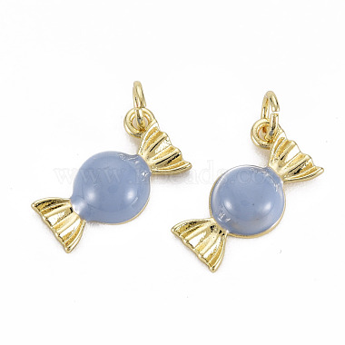 Real 16K Gold Plated Medium Slate Blue Candy Brass+Enamel Charms