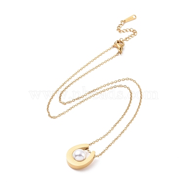 Plastic Imitation Pearl Teardrop Pendant Necklace(NJEW-A004-12G)-2