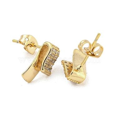 Brass Micro Pave Cubic Zirconia Stud Earrings(EJEW-P261-43G)-2
