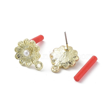 Rack Plating Golden Alloy with ABS Pearl Stud Earring Findings(EJEW-B036-03G-15)-2