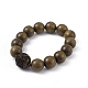 Natural Wood Round Round Beaded Stretch Bracelets(BJEW-H566-06)-1