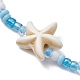 Glass Seed & Synthetic Turquoise Starfish Beaded Stretch Bracelet for Women(BJEW-JB09709-02)-3