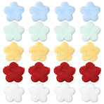 50Pcs 5 Colors Single Face Wool Fibre Cabochons, Flower, Mixed Color, 51x52x7mm, 10pcs/color(FIND-SC0020-33)