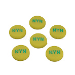 Acrylic Enamel Cabochons, Flat Round with Word NYN, Yellow Green, 21x5mm(KY-N015-204C)