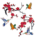 6Pcs 6 Styles Non-woven Fabrics Clothing Iron On Patches, Costume Accessories, Appliques, Hummingbird & Plum Blossom, Mixed Color, 68~228x86~152x1~1.5mm, 1pc/style(DIY-PH0036-50)