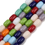 Glass Beads Strands, Oval, Mixed Color, 9~10x6~7mm, Hole: 0.9mm, about 45~46pcs/strand, 15.55''~15.94''(39.5~40cm)(LAMP-S070-09)