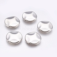 CCB Plastic Beads, Flat Round, Wavy, Platinum, 28.5x29x6mm, Hole: 1.4mm(CCB-F008-08P)