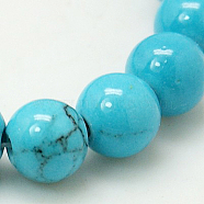 Natural Mashan Jade Round Beads Strands, Dyed, Deep Sky Blue, 4mm, Hole: 1mm, about 98pcs/strand, 15.7 inch(G-D263-4mm-XS33)