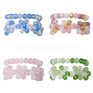 2Pcs 2 Style Glass Braided Beaded Flower Stretch Rings Set for Women, Mixed Color, Inner Diameter: 17.5~18mm, 1Pc/style(RJEW-JR00592)