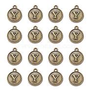 Alloy Pendant Cabochon Settings, For Enamel, Cadmium Free & Lead Free, Flat Round with Letter, Antique Bronze, Letter.Y, 14x12x2mm, Hole: 1.5mm(PALLOY-N156-01Y-AB)