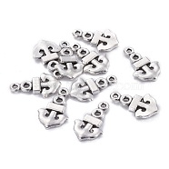 Tibetan Style Alloy Anchor Pendants, Cadmium Free & Nickel Free & Lead Free, Antique Silver, 17x10x2mm, Hole: 1.5mm, about 1420pcs/1000g(TIBEP-Q035-01AS-NR)