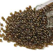 TOHO Round Seed Beads, Japanese Seed Beads, (459) Gold Luster Dark Topaz, 8/0, 3mm, Hole: 1mm, about 222pcs/10g(X-SEED-TR08-0459)