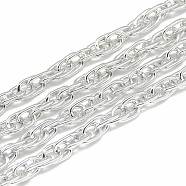 Unwelded Aluminum Rope Chain, Silver Color Plated, 7.2x4.6x1mm, about 100m/bag(CHA-S001-011)