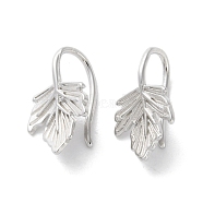 999 Sterling Silver Leaf Cuff Earrings, Platinum, 15x9mm(EJEW-P296-08P)