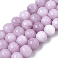 Natural Quartz Beads Strands, Dyed & Heated, Imitation Kunzite Color, Round, Plum, 8.5x8mm, Hole: 1mm, about 49pcs/strand, 15.47 inch(X-G-T129-07)