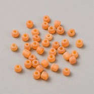Frosted Glass Beads, Rondelle, Orange, 4~4.3x3.3~4mm, Hole: 1.2~1.5mm(GLAA-K067-01)