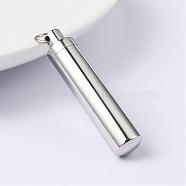 304 Stainless Steel Openable Pendants, Column, Stainless Steel Color, 37x9mm, Hole: 6mm(STAS-M273-06P)