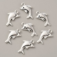 Tibetan Style Alloy Pendants, Dolphin Charms, Antique Silver, 23x13.5x3.5mm, Hole: 1.8mm(FIND-CJC0017-03AS)
