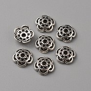 Tibetan Style Alloy Bead Caps, 5-Petal, Flower, Antique Silver, 8x2.5mm, Hole: 1.2mm(FIND-WH0116-07A-AS)