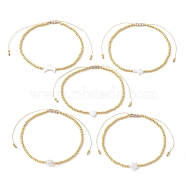 Natural Pearl & Seed Braided Bead Bracelets, Adjustable Bracelet, Mixed Shapes, Wide: 2~8mm, Inner Diameter: 2~3-3/8 inch(5.2~8.7cm)(BJEW-JB09722)